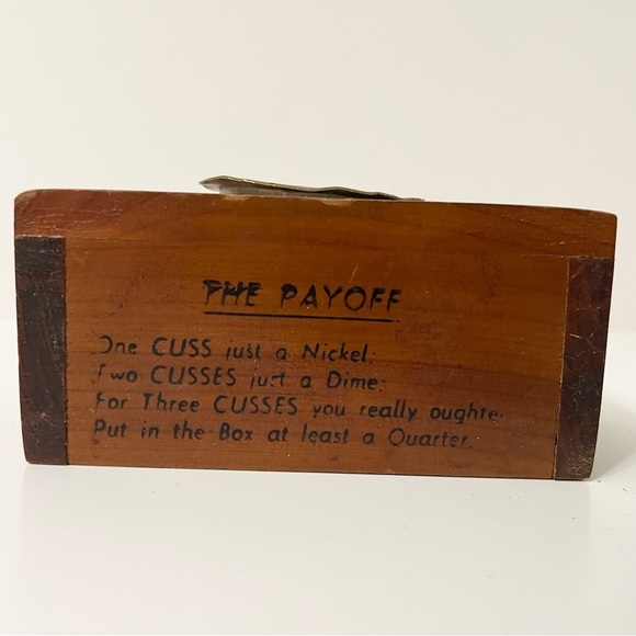 Vintage Wooden Cuss Box Coin Bank Saskatchewan Canada - Picture 7 of 10